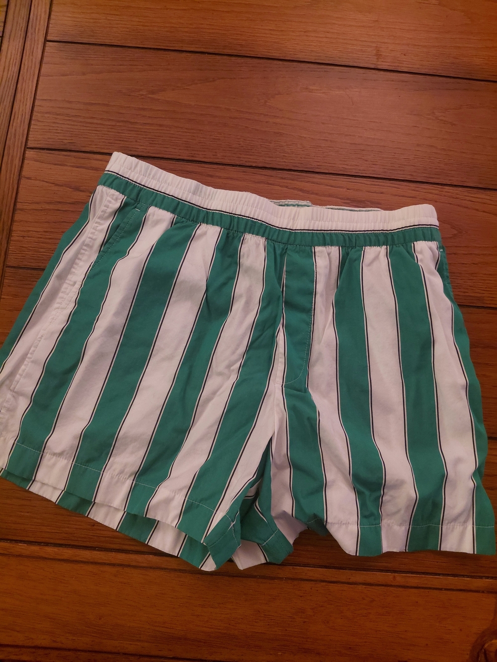 GAP Green and White Striped Athletic Shorts